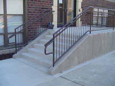 Stair rail with hand rail meeting ADA code